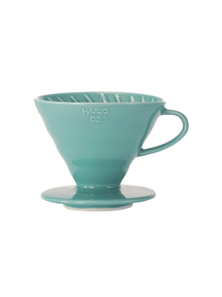 Photo of HARIO V60-02 Dripper (Ceramic) ( Turquoise Green Standard (JP/EN) ) [ HARIO ] [ Pourover Brewers ]