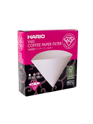 Photo of HARIO V60-01 Filters (40-Pack) ( White ) [ HARIO ] [ Paper Filters ]